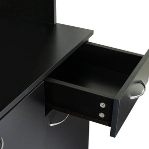 English Elm 70.87" Wardrobe Kitchen Cabinet with 6 Doors, 1 Drawer & Open Shelf — Durable Melamine MDF Storage Solution Black W331S00059