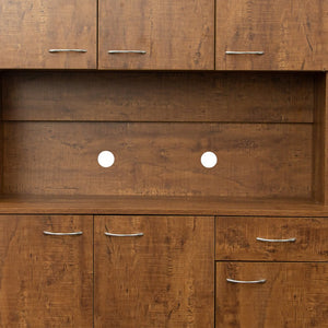 English Elm 70.87" Wardrobe Kitchen Cabinet with 6 Doors, 1 Drawer & Open Shelf — Durable Melamine MDF Storage Solution Walnut W331S00060