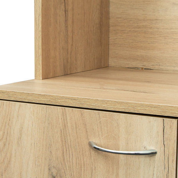 English Elm 70.87" Wardrobe Kitchen Cabinet with 6 Doors, 1 Drawer & Open Shelf — Durable Melamine MDF Storage Solution Oak W331S00057