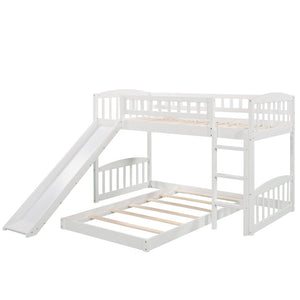 English Elm Twin Over Kids Bunk Bed with Fun Slide Solid Pine Frame White Finish LT100514AAK