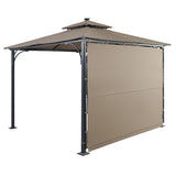 Hearth and Haven Gazebo with Extended Side Shed and LED Light, Brown