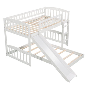 English Elm Twin Over Kids Bunk Bed with Fun Slide Solid Pine Frame White Finish LT100514AAK