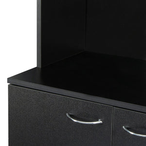 English Elm 70.87" Wardrobe Kitchen Cabinet with 6 Doors, 1 Drawer & Open Shelf — Durable Melamine MDF Storage Solution Black W331S00059