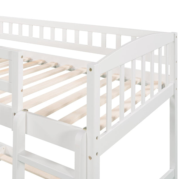 English Elm Twin Over Kids Bunk Bed with Fun Slide Solid Pine Frame White Finish LT100514AAK
