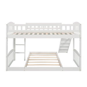 English Elm Twin Over Kids Bunk Bed with Fun Slide Solid Pine Frame White Finish LT100514AAK