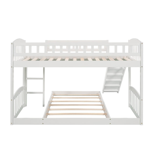 English Elm Twin Over Kids Bunk Bed with Fun Slide Solid Pine Frame White Finish LT100514AAK