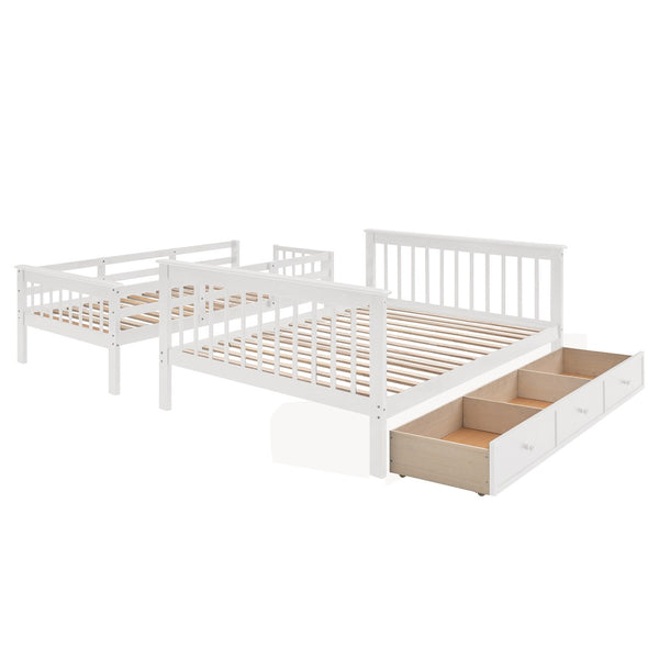English Elm Stairway Twin Over Full Bunk Bed with Stair Storage Espresso Frame for Kids LT000219AAK
