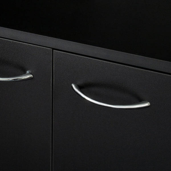 English Elm 70.87" Wardrobe Kitchen Cabinet with 6 Doors, 1 Drawer & Open Shelf — Durable Melamine MDF Storage Solution Black W331S00059