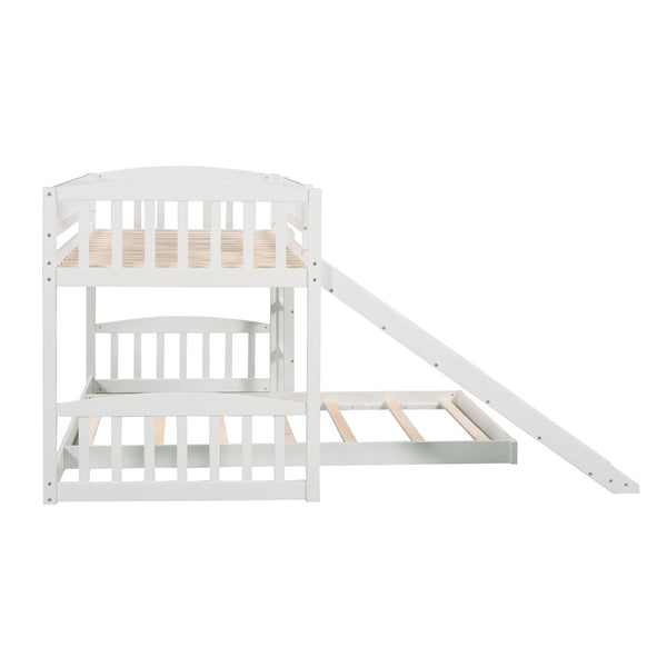 English Elm Twin Over Kids Bunk Bed with Fun Slide Solid Pine Frame White Finish LT100514AAK