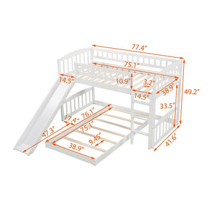 English Elm Twin Over Kids Bunk Bed with Fun Slide Solid Pine Frame White Finish LT100514AAK