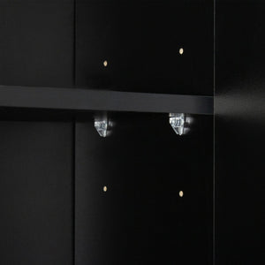 English Elm 70.87" Wardrobe Kitchen Cabinet with 6 Doors, 1 Drawer & Open Shelf — Durable Melamine MDF Storage Solution Black W331S00059