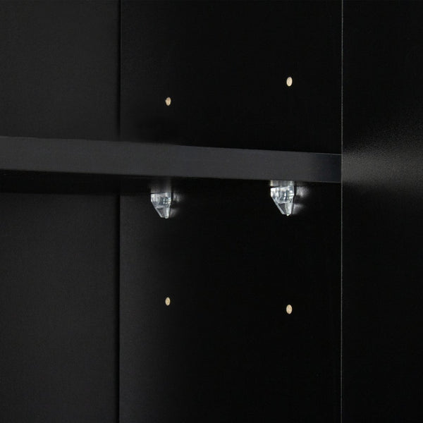 English Elm 70.87" Wardrobe Kitchen Cabinet with 6 Doors, 1 Drawer & Open Shelf — Durable Melamine MDF Storage Solution Black W331S00059
