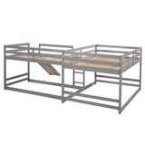 Hearth and Haven Cubix Full and Twin L-Shaped Bunk Bed with Slide and Short Ladder, Grey GX000404AAE