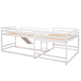 Hearth and Haven Cubix Full and Twin L-Shaped Bunk Bed with Slide and Short Ladder, White GX000404AAK