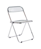 Hearth and Haven Gray Clear Transparent Folding Chair Chair Pc Plastic Living Room Seat Zdy-Hui-2 W370126675