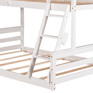 English Elm Twin Twin over Full Bunk Bed Space-Saving Pine Wood Frame with Guardrail, 3-Step Ladder & Slats White WF287558AAK