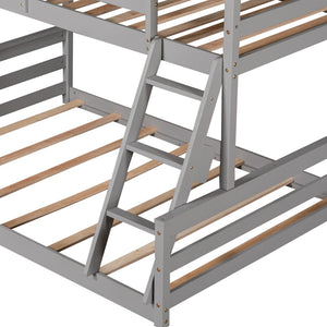 English Elm Twin Over Full House Bunk Bed Solid Pine Frame with Ladder for Kids Bedroom WF287558AAE-1