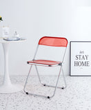 Hearth and Haven Red Ruby Clear Transparent Folding Chair Chair Pc Plastic Living Room Seat Zdy-Hong-4 W370126706