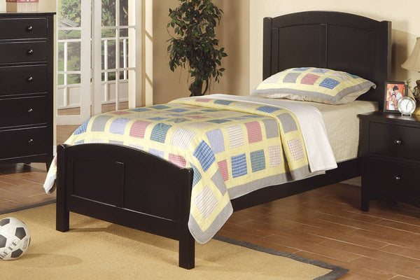 English Elm Black Full Size Bed - Youth Bedroom Rubberwood Frame with Unique Carved Arch Headboard & Footboard, Sleek Elegance B011S01984