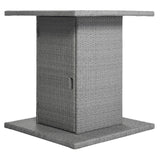 Hearth and Haven 5 Piece PE Wicker Patio Dining Table Set with Storage Shelf and 4 Padded Stools, Dark Grey