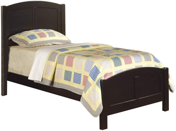 English Elm Black Full Size Bed - Youth Bedroom Rubberwood Frame with Unique Carved Arch Headboard & Footboard, Sleek Elegance B011S01984