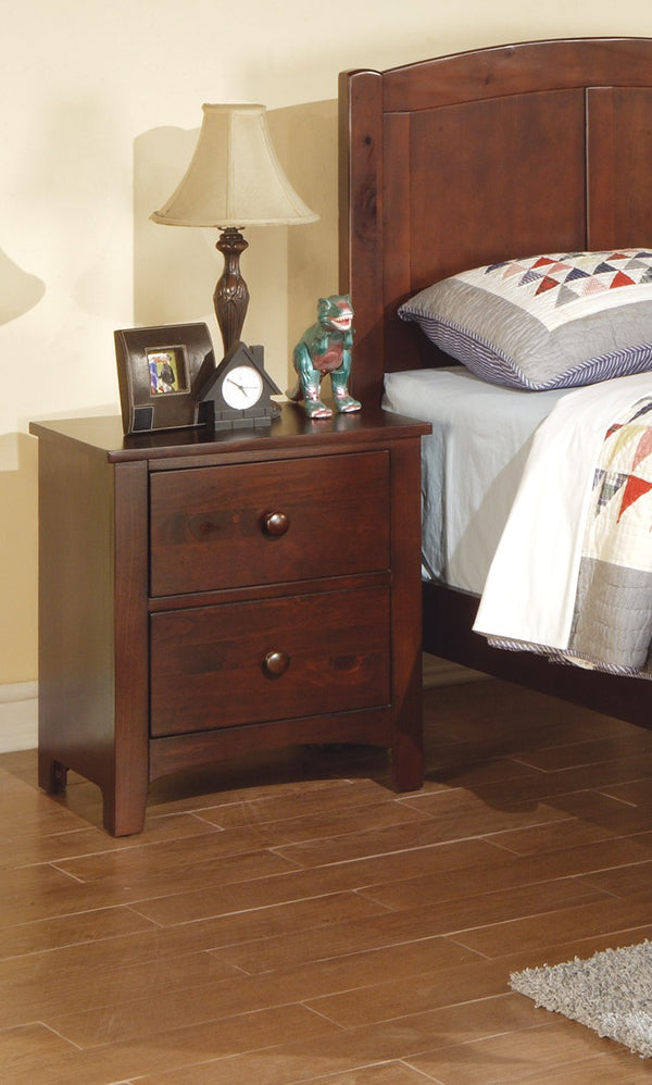 English Elm Dark Oak Contemporary Nightstand with 2 Drawers, Pine Veneer MDF, 22x16x24" Modern Bedside Accent piece HS00F4234-ID-AHD