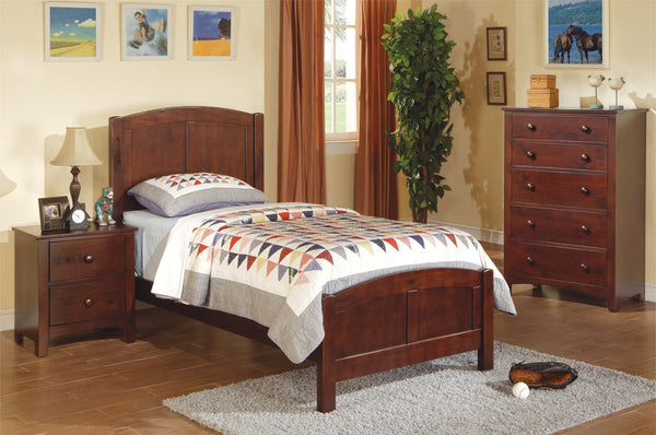 English Elm Cherry Full Size Bed Frame with Carved Headboard & Footboard in Dark Oak/Cherry Finish, Rubberwood Elegance B011S01983