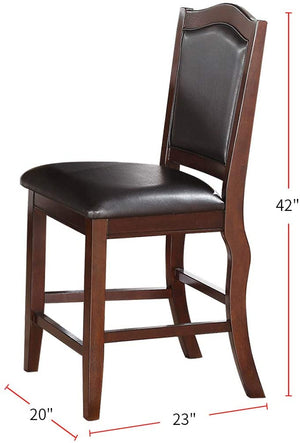 English Elm Dark Brown Wood Counter Height Chairs Set of 2 with Faux Leather Seats and Curved Legs for Kitchen Dining HS00F1346-ID-AHD