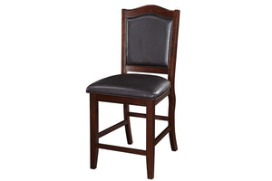 English Elm Dark Brown Wood Counter Height Chairs Set of 2 with Faux Leather Seats and Curved Legs for Kitchen Dining HS00F1346-ID-AHD