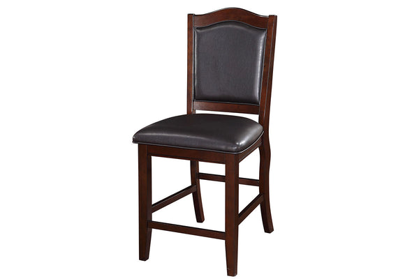 English Elm Dark Brown Wood Counter Height Chairs Set of 2 with Faux Leather Seats and Curved Legs for Kitchen Dining HS00F1346-ID-AHD