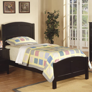 English Elm Black Full Size Bed - Youth Bedroom Rubberwood Frame with Unique Carved Arch Headboard & Footboard, Sleek Elegance B011S01984