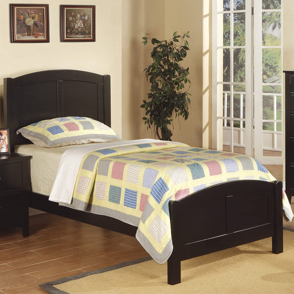 English Elm Black Full Size Bed - Youth Bedroom Rubberwood Frame with Unique Carved Arch Headboard & Footboard, Sleek Elegance B011S01984