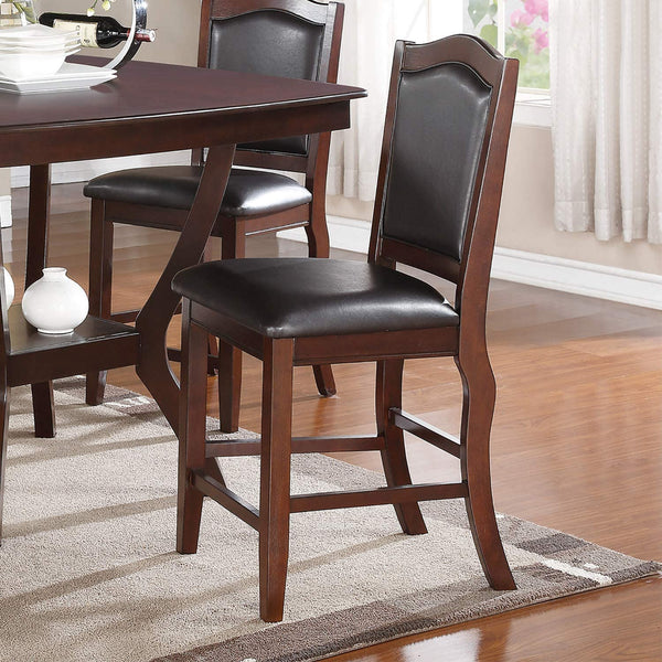 English Elm Dark Brown Wood Counter Height Chairs Set of 2 with Faux Leather Seats and Curved Legs for Kitchen Dining HS00F1346-ID-AHD