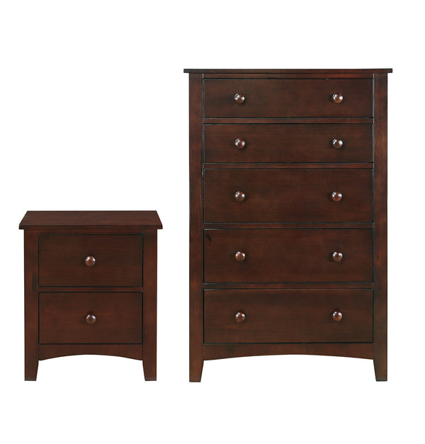 English Elm Dark Oak Contemporary Nightstand with 2 Drawers, Pine Veneer MDF, 22x16x24" Modern Bedside Accent piece HS00F4234-ID-AHD