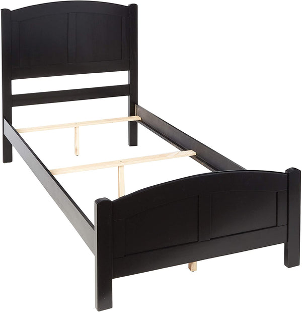 English Elm Black Full Size Bed - Youth Bedroom Rubberwood Frame with Unique Carved Arch Headboard & Footboard, Sleek Elegance B011S01984