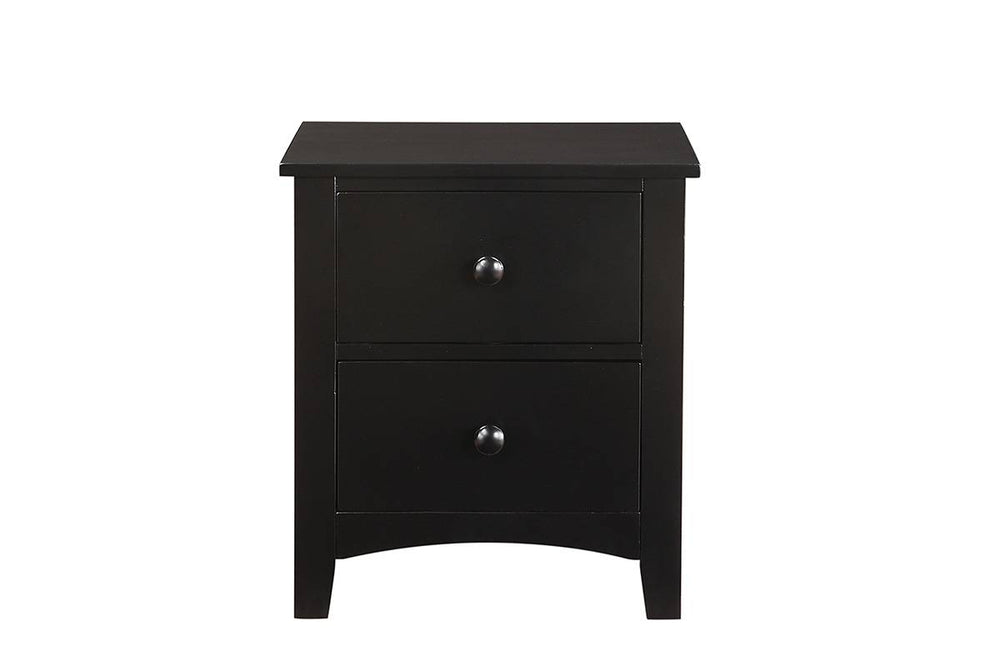 English Elm Black Contemporary Nightstand with 2 Drawers Pine Veneer MDF Black Finish 22x16x24" Stylish Storage HS00F4236-ID-AHD
