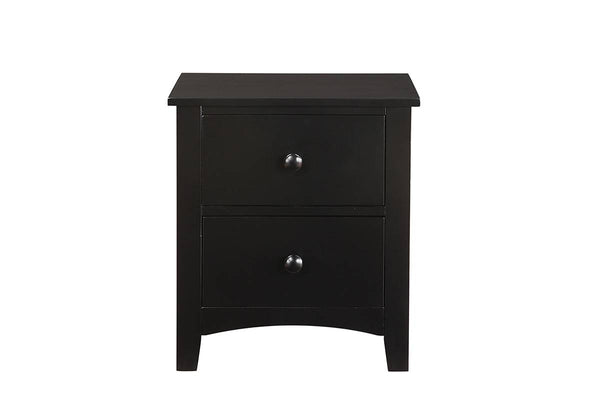 English Elm Black Contemporary Nightstand with 2 Drawers Pine Veneer MDF Black Finish 22x16x24" Stylish Storage HS00F4236-ID-AHD