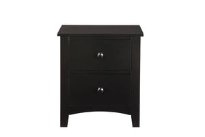 English Elm Black Finish Nightstand 2-Drawers Pine Veneer Mdf Wooden 1 Piece Modern Nightstand