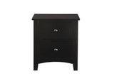 Black 2-Drawer Nightstand, Modern Design, Pine Veneer, MDF, 22x16x24