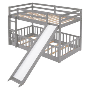 English Elm Twin Over Kids Bunk Bed with Slide Ladder White Pine Frame Safe Sleep LT000009AAE