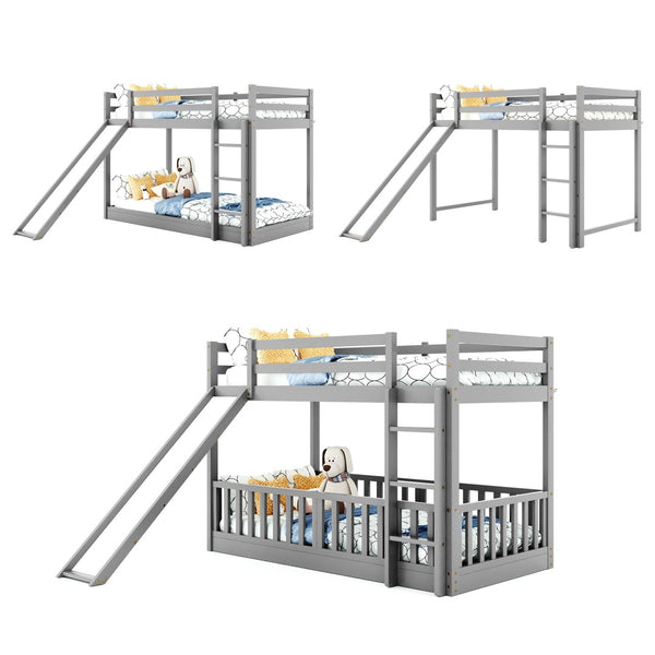 English Elm Twin Over Kids Bunk Bed with Slide Ladder White Pine Frame Safe Sleep LT000009AAE