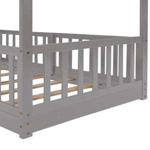 English Elm Twin Over Kids Bunk Bed with Slide Ladder White Pine Frame Safe Sleep LT000009AAE