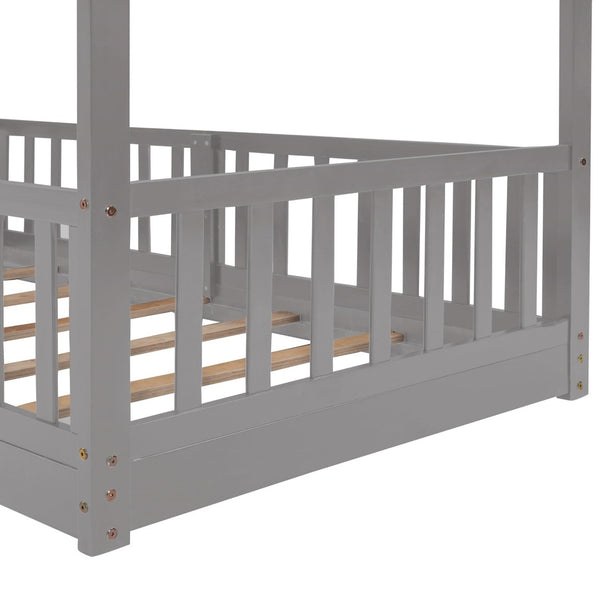 English Elm Twin Over Kids Bunk Bed with Slide Ladder White Pine Frame Safe Sleep LT000009AAE