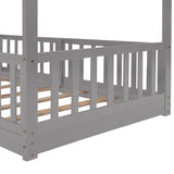 Hearth and Haven Twin over Twin Bunk Bed with Slide & Ladder, Grey