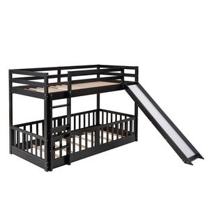English Elm Twin Over Kids Bunk Bed with Slide Ladder White Pine Frame Safe Sleep LT000009AAP