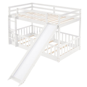 English Elm Twin Over Kids Bunk Bed with Slide Ladder White Pine Frame Safe Sleep LT000009AAK