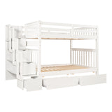 Hearth and Haven Full over Full Bunk Bed with Shelves and 6 Storage Drawers, White
