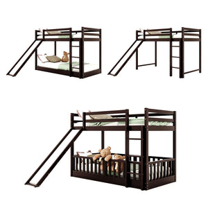 English Elm Twin Over Kids Bunk Bed with Slide Ladder White Pine Frame Safe Sleep LT000009AAP