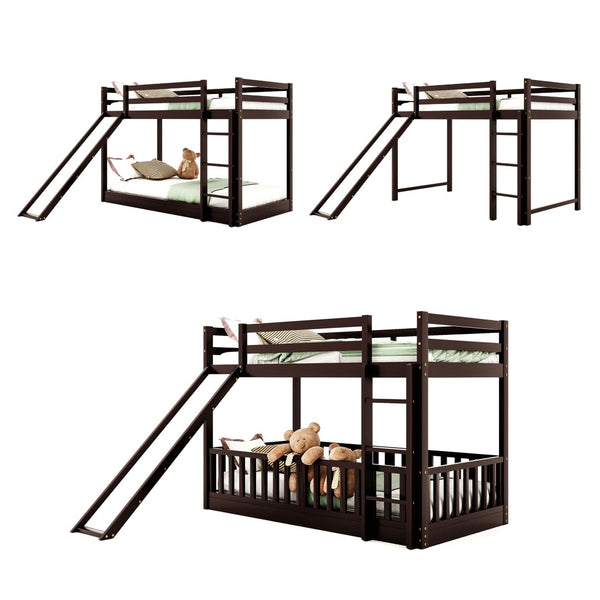 English Elm Twin Over Kids Bunk Bed with Slide Ladder White Pine Frame Safe Sleep LT000009AAP