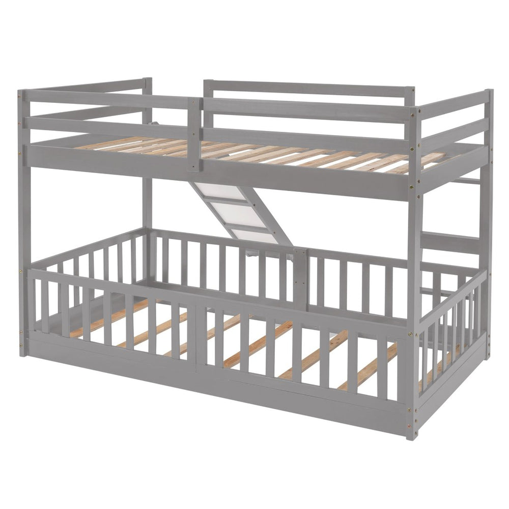 English Elm Twin Over Kids Bunk Bed with Slide Ladder White Pine Frame Safe Sleep LT000009AAE